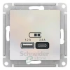 ATN000439 - ATLASDESIGN USB РОЗЕТКА A+С, 5В/2,4А, 2х5В/1,2А, механизм, ЖЕМЧУГ