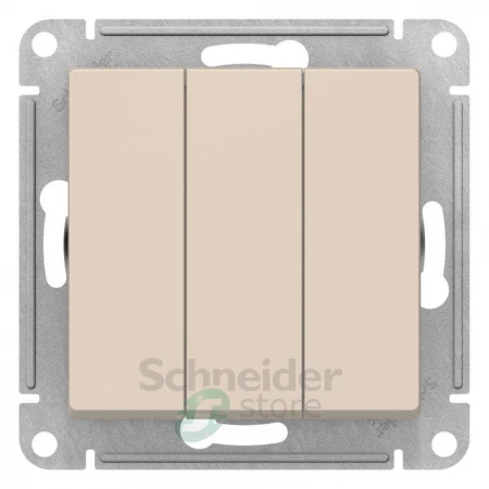 ATN000231 - ATLASDESIGN 3-клавишный ВЫКЛЮЧАТЕЛЬ, сх.1+1+1, 10АХ, механизм, БЕЖЕВЫЙ