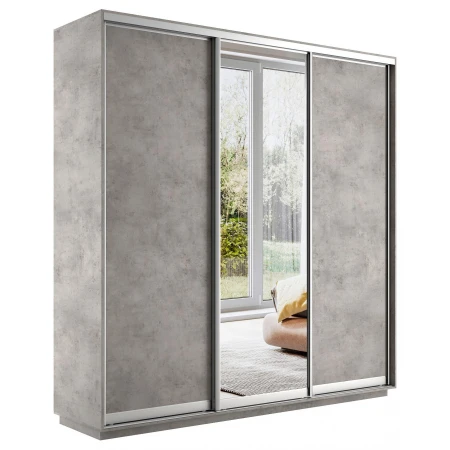 Шкафы-купе 3-х дверный Экспресс Медиум Трио бетон, зеркальный 