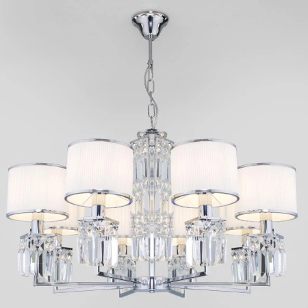 Люстра Eurosvet 10099/8 хром/прозрачный хрусталь Strotskis (новый абажур) Zaffiro