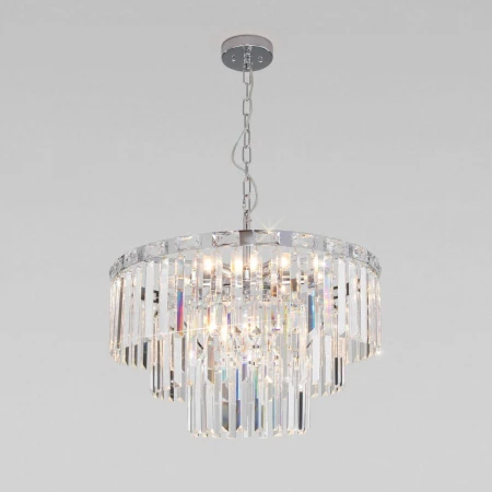 Подвесная люстра Eurosvet Elegante 10130/8 хром/прозрачный хрусталь Strotskis