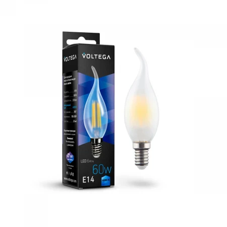 Лампа светодиодная филаментная Voltega E14 6W 4000К матовая VG10-CW2E14cold6W-F 7026