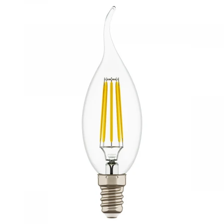 Лампа светодиодная филаментная Lightstar LED Filament Е14 6W 4000K свеча на ветру прозрачная 933604