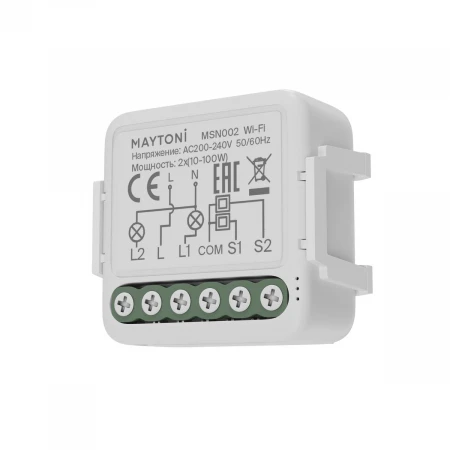 Wi-Fi выключатель двухканальный (без нуля) Maytoni Technical Smart home MSN002