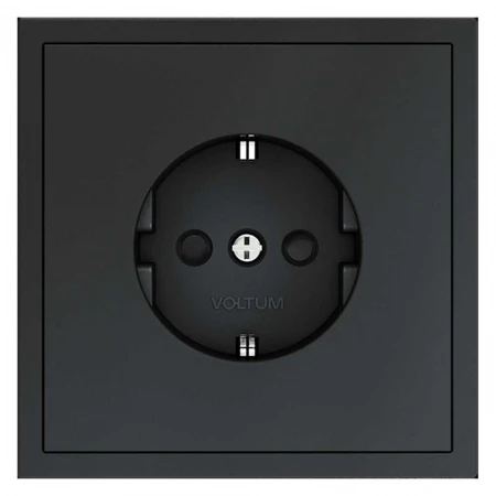 Розетка встраиваемая Voltum S70 с заземлением и защитными шторками, 16А, (графит) VLS040207