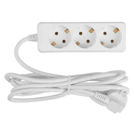 Удлинитель бытовой General GES-10-3x075-3-5m, 10А, 3х0,75 мм2, 3 места, 5 метров, с заземлением, без выключателя