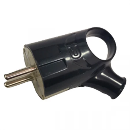 Вилка разборная General GRV-P-16-СE-G-B-IP20, 16А, угловая с ушком, с/з, черная, IP20, 1/35/350