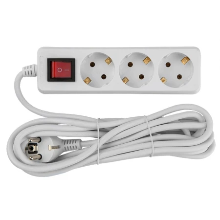 Удлинитель бытовой General GES-16-3x100-3-10m-S, 16А, 3х1 мм2, 3 места, 10 метров, с заземлением, с выключателем