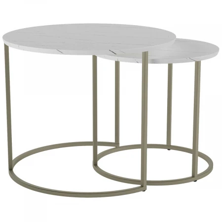 Комплект журнальных столов Калифорния Лесли белый мрамор/титан 9892332102