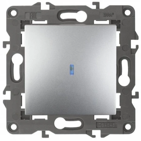 14-1102-03 ЭРА Выключатель с подсветкой, 10АХ-250В, IP20, Эра Elegance, алюминий