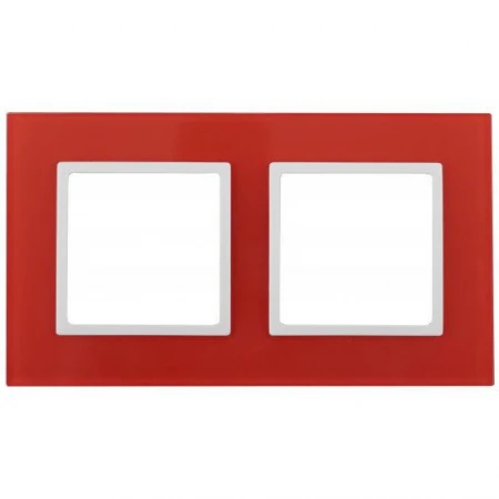 14-5102-23 ЭРА Рамка на 2 поста, стекло, Эра Elegance, красный+бел