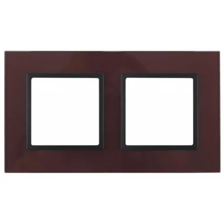 14-5102-25 ЭРА Рамка на 2 поста, стекло, Эра Elegance, бордо+антр