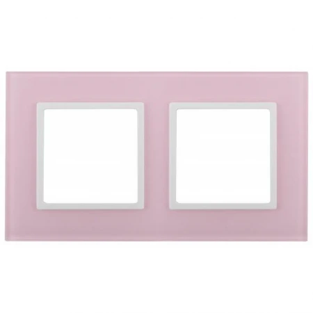 14-5102-30 ЭРА Рамка на 2 поста, стекло, Эра Elegance, розовый+бел