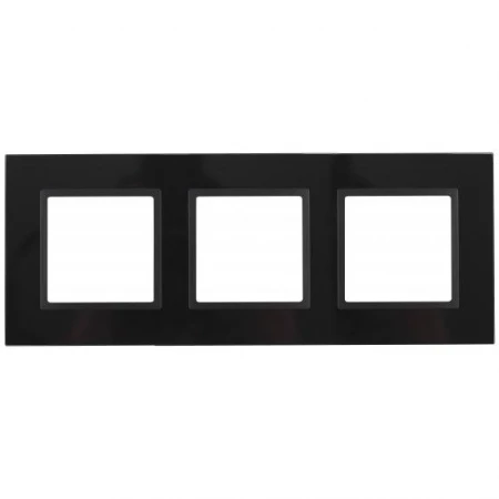 14-5103-05 ЭРА Рамка на 3 поста, стекло, Эра Elegance, чёрный+антр