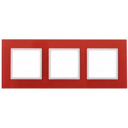 14-5103-23 ЭРА Рамка на 3 поста, стекло, Эра Elegance, красный+бел