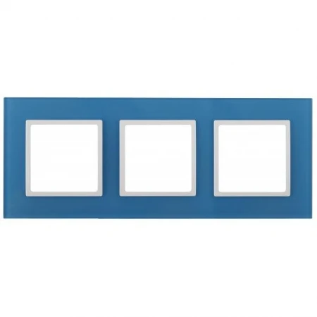 14-5103-28 ЭРА Рамка на 3 поста, стекло, Эра Elegance, голубой+бел