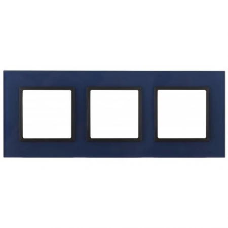 14-5103-29 ЭРА Рамка на 3 поста, стекло, Эра Elegance, синий+антр