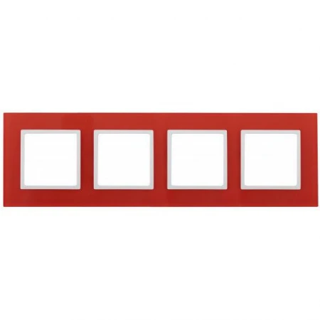 14-5104-23 ЭРА Рамка на 4 поста, стекло, Эра Elegance, красный+бел