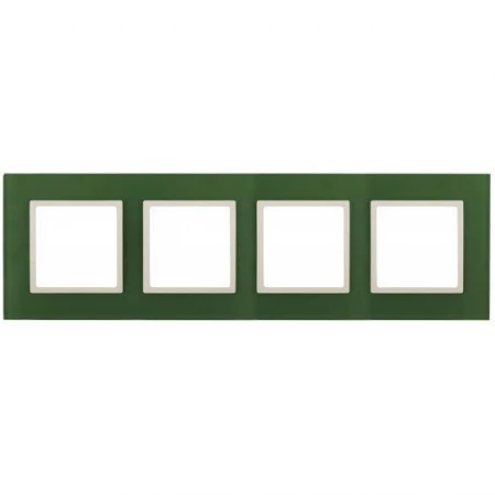 14-5104-27 ЭРА Рамка на 4 поста, стекло, Эра Elegance, зелёный+сл.кость