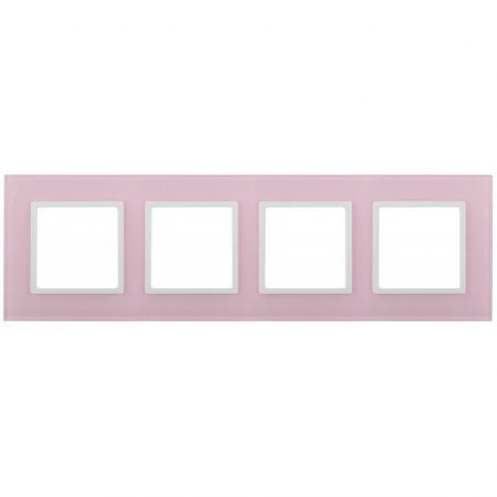14-5104-30 ЭРА Рамка на 4 поста, стекло, Эра Elegance, розовый+бел
