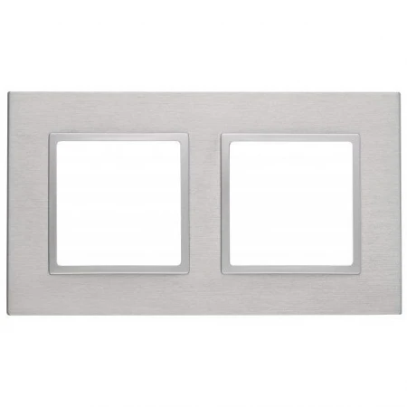 14-5202-03 ЭРА Рамка на 2 поста, металл, Эра Elegance, алюминий+алюм