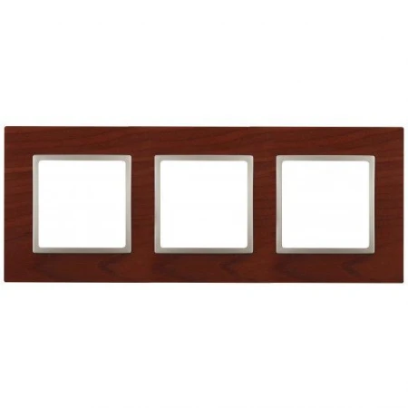 14-5303-08 ЭРА Рамка на 3 поста, дерево, Эра Elegance, вишня+шамп